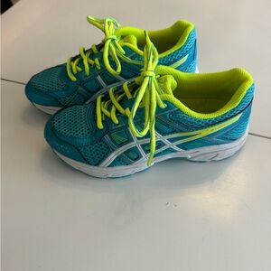ASICS Geo Contend 4 turquoise and lime running shoes